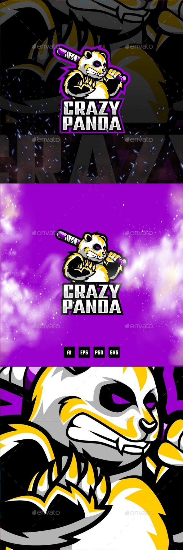Crazy Panda E-Sport and Sport Logo Template