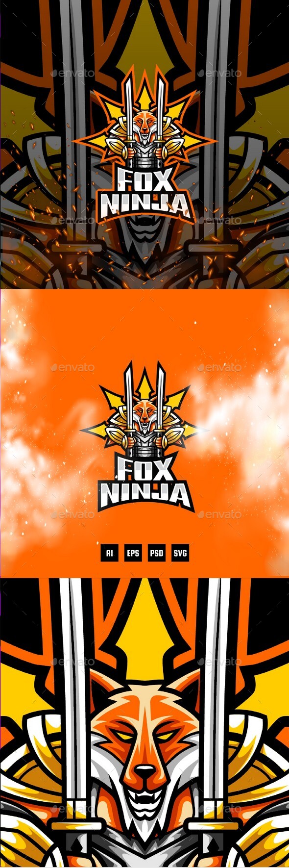 Fox Ninja E-Sport and Sport Logo Template