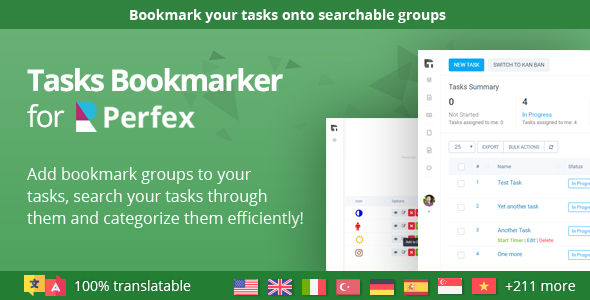 Bookmarks for Tasks - Perfex CRM module to organize your tasks in bookmarks