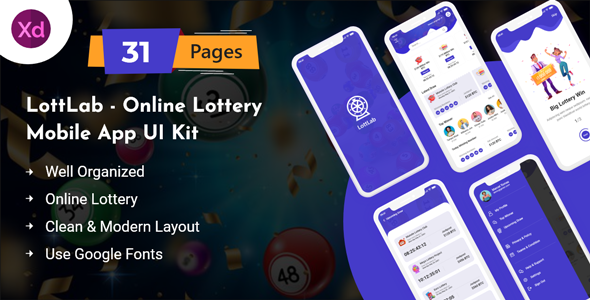 LottLab - Online Lottery Mobile App UI Kit