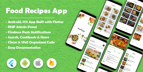 Food Recipes Flutter App (Android & iOS) | Graphicfort