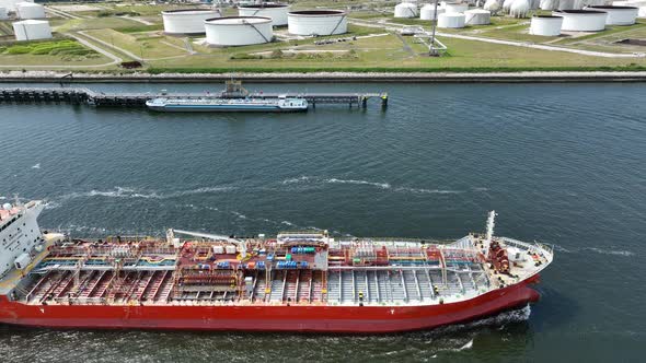 Crude Oil Tanker Ship at a Port Ready to Unload Petrochemicals at a Depot