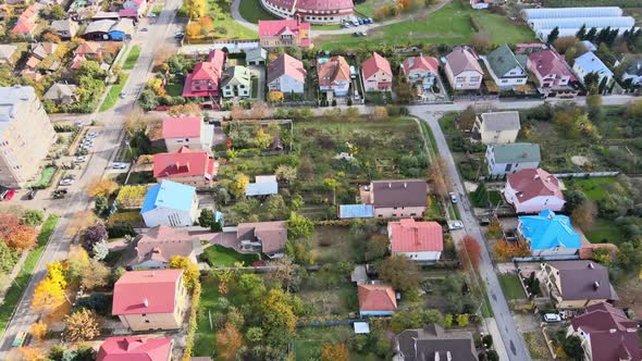 Residential Area of the City at Aerial Cityscape Houses in Small Town in the Uzhhorod Ukraine Europe