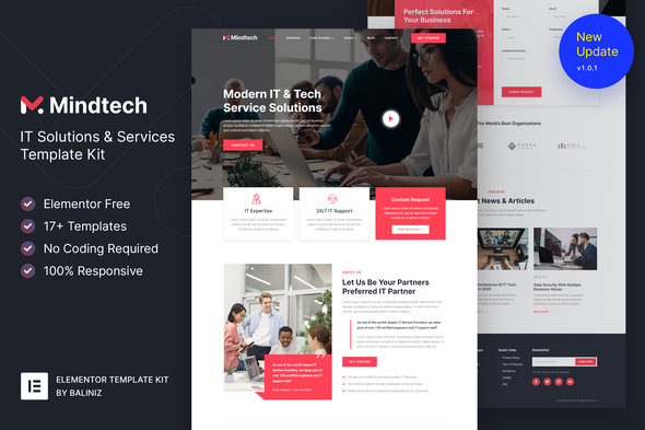 Mindtech – IT Solutions & Services Company Elementor Template Kit