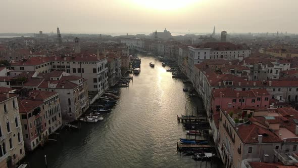 Aerial view of the Grand Canal (Canal Grande) in Venice, Italy, Europe