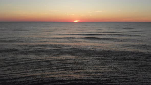 Flying over the Black sea at sunset. Shekvetili. Georgia