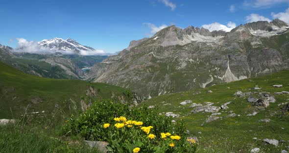Climbing to the Iseran Pass, Savoie department, France, In the backgroung is the mount Pourri.