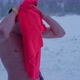 Man Wipes Himself with a Towel After Swimming in the Ice River - VideoHive Item for Sale