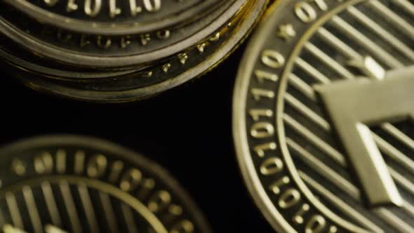 Rotating shot of Bitcoins (digital cryptocurrency) - BITCOIN LITECOIN 347