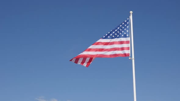 American flag fabric in slow motion waving on the wind 1920X1080 HD footage - United States of Ameri