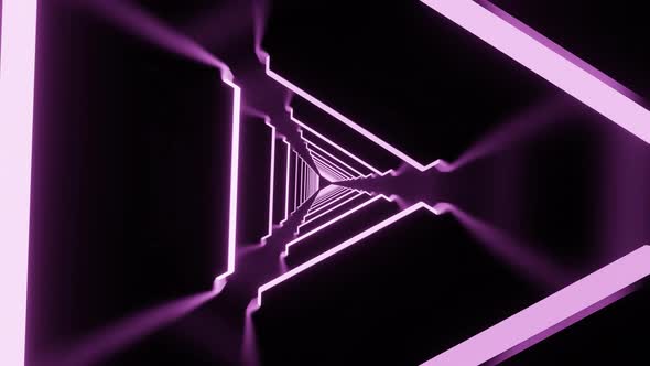 Purple Led Neon Abstract Triangles Background Seamless Animation