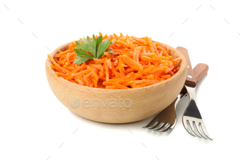 Forks and bowl with carrot salad isolated on white background / Photodune, Misc