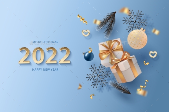 Merry Christmas and Happy New Year Realistic