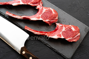 Raw fresh lamb ribs on dark background / Photodune, Misc