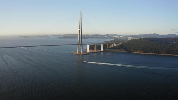 Aerial View of the Russian Bridge at Sunrise