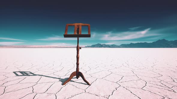 an Old Music Stand is on White Salt Desert