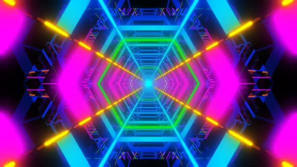 Multicolored Neon Tunnel