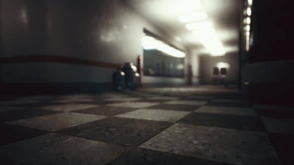 Empty Dark Hospital Laboratory Corridor alt