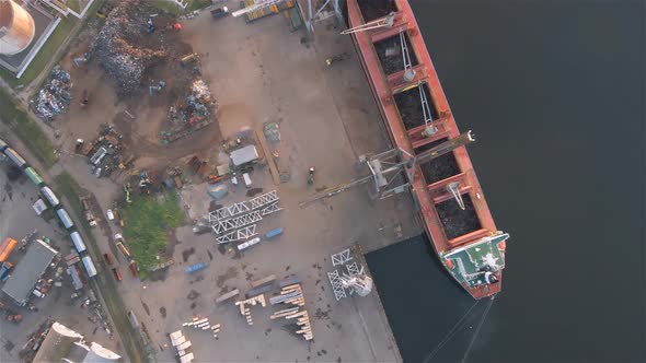 Cargo ship aerial view