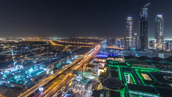 Dubai Downtown Night Timelapse