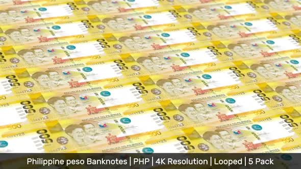 Philippines Banknotes Money / Philippine peso / Currency ₱ / PHP / 5 Pack - 4K