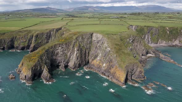 Drone shot of a large and impressive sea cliff in Ireland.