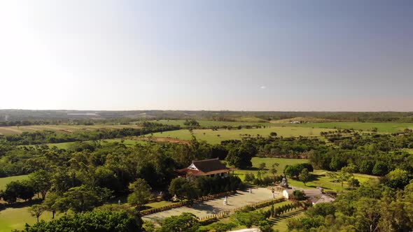 Aerial Shot Of A Budhist Temple