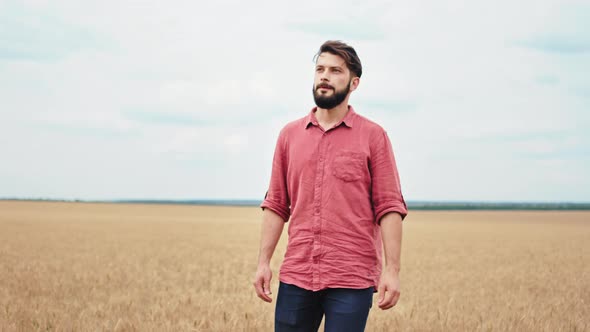 Farming and Agriculture Concept Guy Farmer Walking