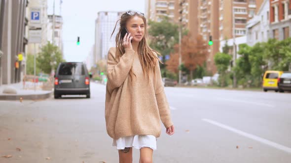 Hipster Girl Talking By Phone