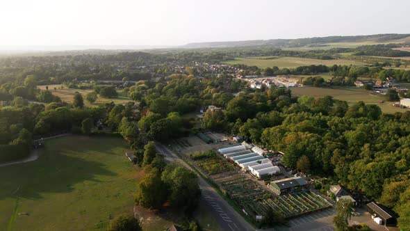 United Kingdom (UK) Kent countryside drone footage, aerial footage. Beautiful trees, sunrise, sunset
