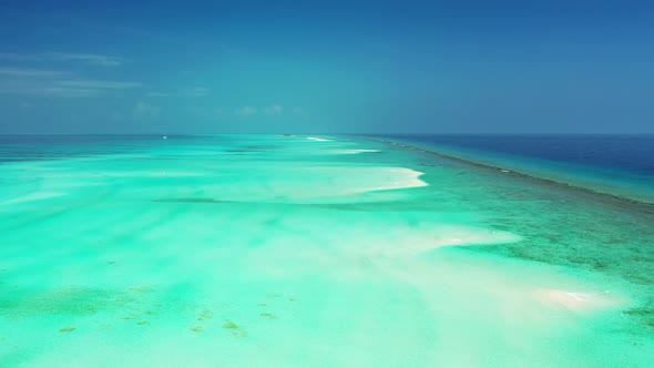 Aerial view landscape of paradise seashore beach journey by shallow sea with clean sand background o