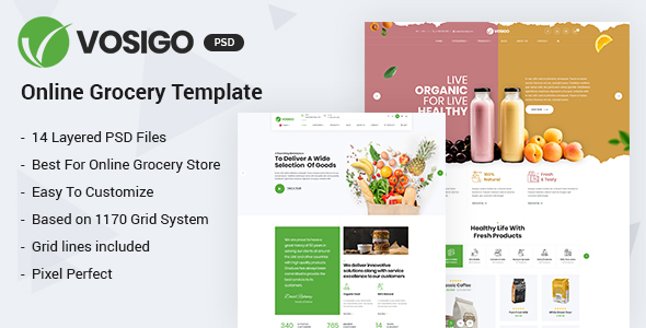 Vosigo Food and Grocery PSD Template