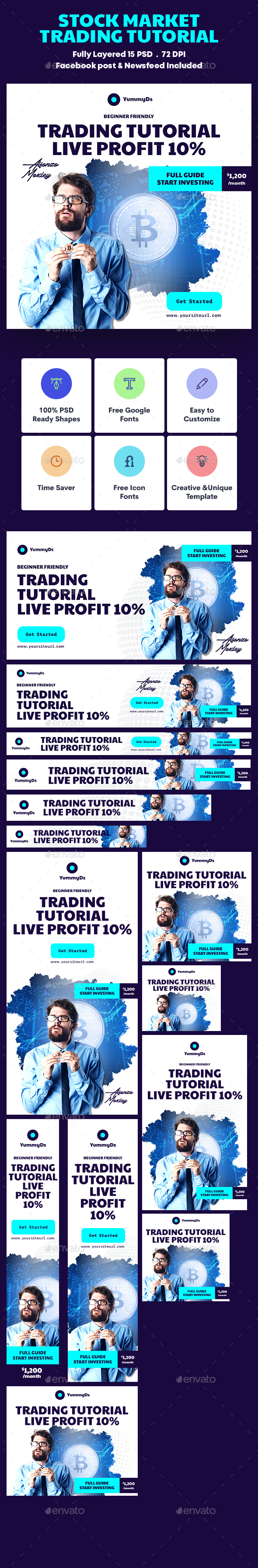 Stock Market Trading Tutorial Banners Ad