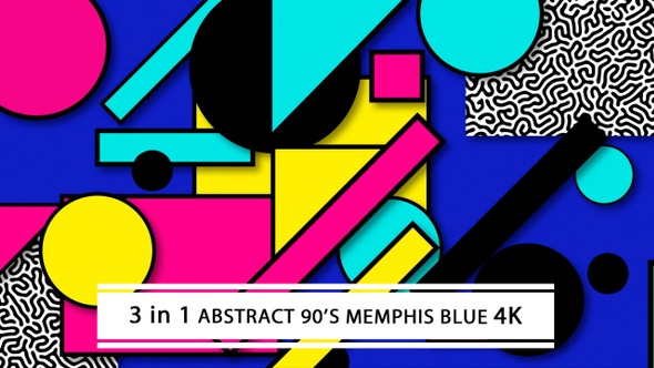 Abstract 90's Memphis Blue 4K
