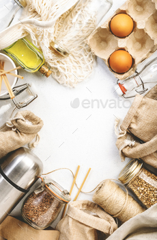 Recyclable, reusable eco friendly bags, package, bottles, cans and storage containers, mesh bag / Photodune, Misc