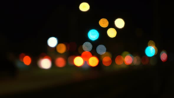 Traffic Bokeh At Night In City