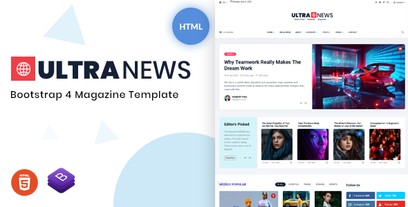 Ultranews - Magazine Bootstrap 4 Template