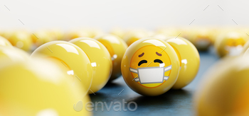 rus concept. 3D render balls cartoon heads