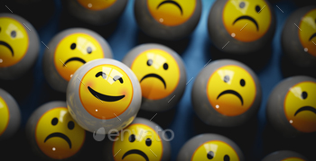 3D render balls cartoon heads