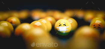 rus concept. 3D render balls cartoon heads