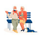 Elderly Couple Sitting on Bench Resting in City - GraphicRiver Item for Sale