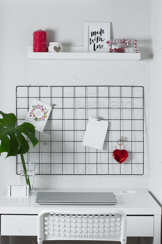 White home interior, office room. Grid mood board. Stylish white desktop. Mockup. / Photodune, Misc