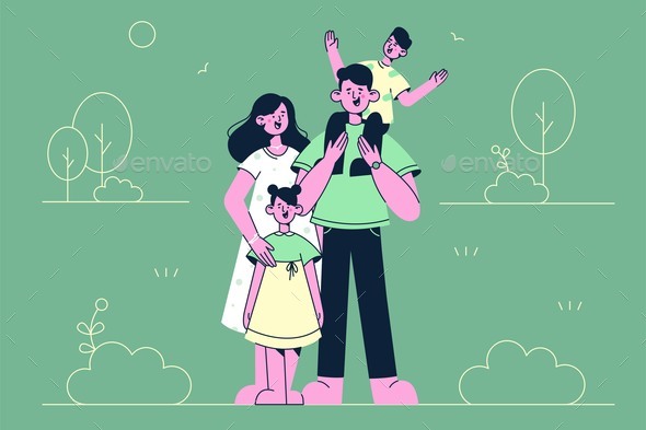 Happy Family with Children Concept