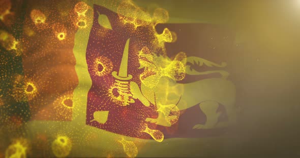 Sri Lanka Flag With Corona Virus Bacteria 4K alt
