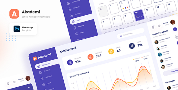 Akademi - Elegant School Admin Dashboard PSD