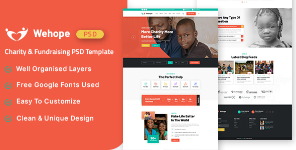 Wehope - Charity & Fundraising PSD Template