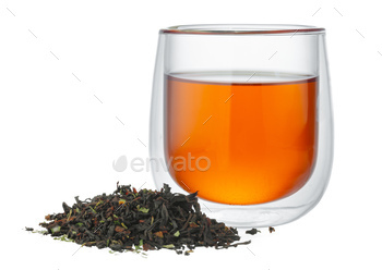 Glass cup of tea with dry tea leaves isolated on white / Photodune, Misc