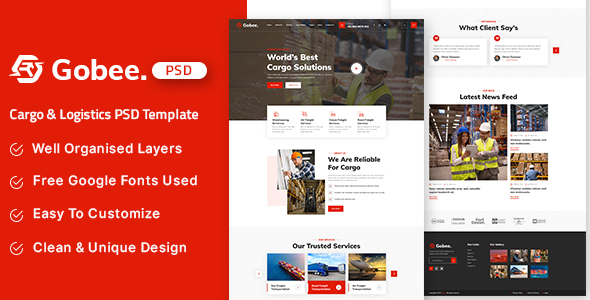 Gobee - Cargo & Logistics PSD Template