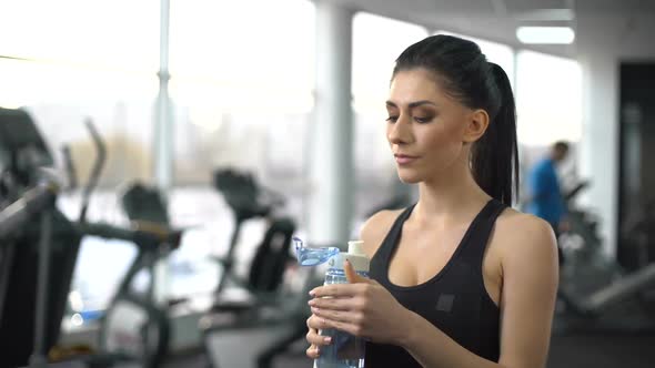 Sport Lady Drinking Water After Gym Training, Aqua Balance, Healthy Nutrition