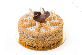 One caramel cake isolated on white background / Photodune, Misc